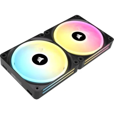 Image de Corsair iCUE Link QX140 RGB à Dôme Magnétique de 140mm Ventilateurs Double Kit Démarrage avec Le Hub du Système Noir