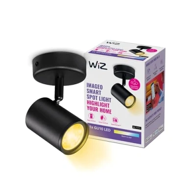 Image de WiZ Spot LED connecté Wi Fi IMAGEO noir 1x5W, 2700 6500K, Nuances de Blanc, fonctionne avec Alexa, Google Assistant et Apple HomeKit