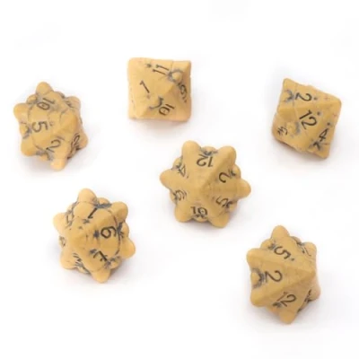 Image de Set de Dés JDR D12 Lot Six 12 Faces Jeu Role à Thème Crâne et Os. Cadeau pour Donjon &amp; Dragon/Dungeons Dragons (DND), Warhammer, D&amp;D, Pathfinder, Magic The Gathering (MTG)(Jaune)