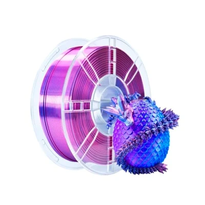 Image de iBOSS filament d&#039;imprimante 3D PLA PLUS, PLA+ 1,75 mm de soie bicolore, d&#039;impression brillant co extrusion 1kg (2.2lbs), Silk Bicolore Rouge Bleu