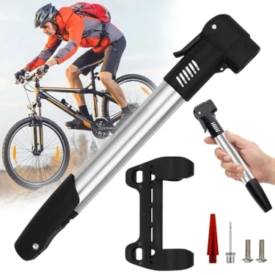 Image de Mini Pompe à Vélo, en Alliage, Vélo Compacte, Petite Main Portable, Légère, Valve Universelle Presta et Schrader, pour VTT de Route E Bike MTB Valves