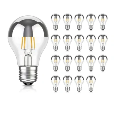Image de ledscom.de 20 ampoules LED E27, A60, blanc chaud (2700 K), 4,1 W, 461lm, miroir de tête (argent)
