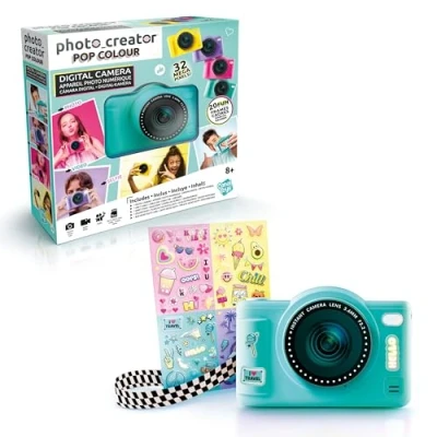 Image de Canal Toys Appareil Photo Numérique Enfant Double Objectif Mini Caméra Compact Vert avec Mode Selfie pour 8+ Ans 32 MégaPixels, Écran LCD, 20 Cadres et 5 Filtres, Carte SD 4Go Incluse