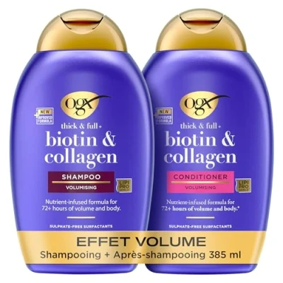 Image de OGX Routine Shampooing + Après Biotin &amp; Collagen Effet Volume (2 flacons de 385 ml)