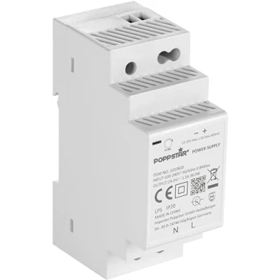 Image de Poppstar Alimentation pour Rail DIN sortie 24 V DC 1,5 A 36W (entrée 100 240 AC 50/60 Hz) Transformateur 24V