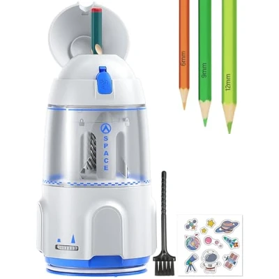 Image de Taille Crayon électrique,Taille électrique Entièrement Automatique avec réservoir,Taille Automatisé pour crayons de 7 à 12 mm, USB rechargeable, la maison, le bureau, l&#039;école
