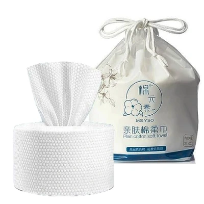 Image de Ougeer jetables Nettoyage Serviette de Visage, tissu non tissé jetable Essuie glace Gants Toilette, maquillage du visage Coussinets souples jetables, serviettes beauté （260g/rouleau）