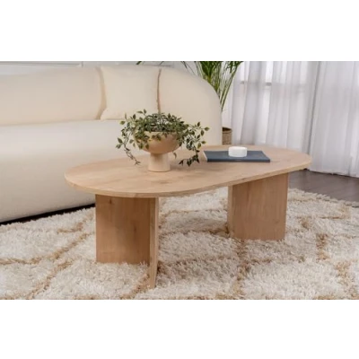 Image de Table de basse ovale en aggloméré Sable chêne