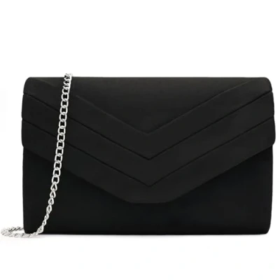 Image de Milisente Femme Pochette En Daim Enveloppe Classique Sac De Soirée (Noir)