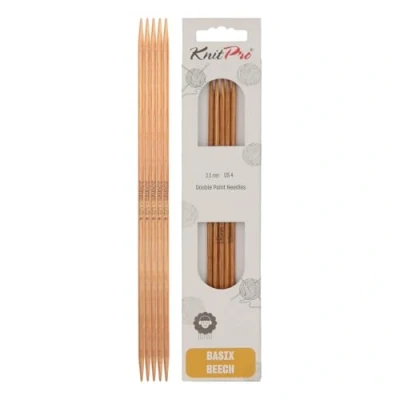 Image de KnitPro Basix Aiguilles à Tricoter Double extrémité, Bouleau, Multicolore, 20 cm x 3,50 mm, Lot de 5