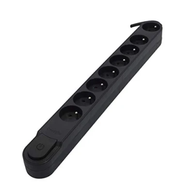 Image de CHACON Bloc Design 8x16A avec Interrupteur 5m Noir