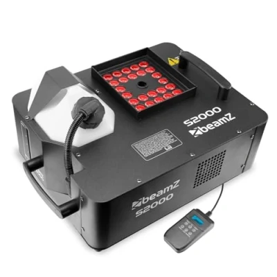 Image de Beamz S2000LED Machine à Fumée Professionnelle 2000W 24 LEDs 3W RBG, 350 m3 de par Minute, Position Horizontale ou Verticale, Temps Préchauffage 4 Minutes, Réservoir Amovible 2,5 Litres