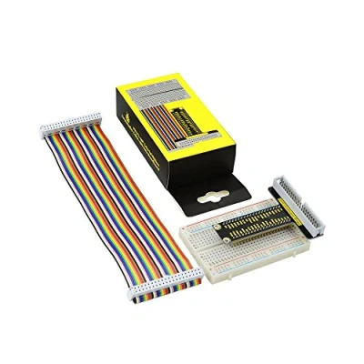 Image de Raspberry Pi 4 GPIO Breakout Expansion Kit KEYESTUDIO assemblé T Cobbler + Rainbow câble Ruban 400 Points de Cravate sans Soudure Breadboard pour 2 3 B+