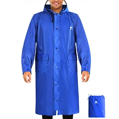 Image de Anyoo Imperméable À l&#039;eau Poncho Réutilisable Ripstop Respirant Multi Usage pour Hommes Femmes avec Capot Bâche Abreuvoir Sol Idéal Camping Randonnée Pêche Bleu Taille Unique
