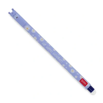 Image de LEGAMI Stylo gel effaçable, hippopotame, encre thermosensible, diamètre de pointe 0,7 mm, longueur 15 cm, bleue (2 stylos)