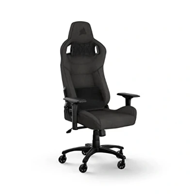 Image de Corsair T3 RUSH Fabric (2023) Fauteuil Gaming Inspiré des Sports Automobiles Revêtement en Tissu Doux Coussin Détachable pour La Nuque et Support Lombaire à Mémoire de Forme Anthracite