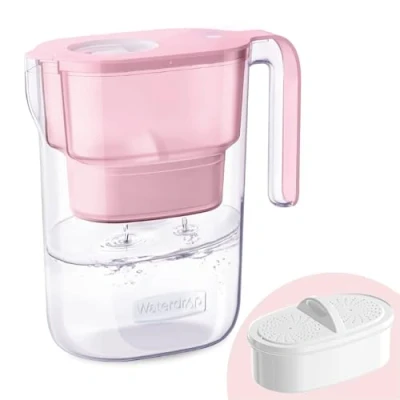 Image de Waterdrop Elfin Carafe Filtrante d&#039;eau avec 1x90 Jours Filtre, 2.5L, Réduit le Fluorure, Chlore et Plus, NSF Certifiée, sans BPA, Rose (Filtre Remplaçable: WD PF 01A Plus)
