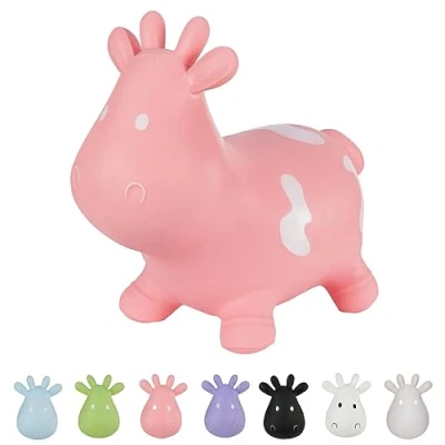 Image de Hoppimals Tootiny Animal Sauteur Gonflable Vache, Sauteur, Jouet Développe la motricité A partir de 12 Mois avec Pompe à air Incluse