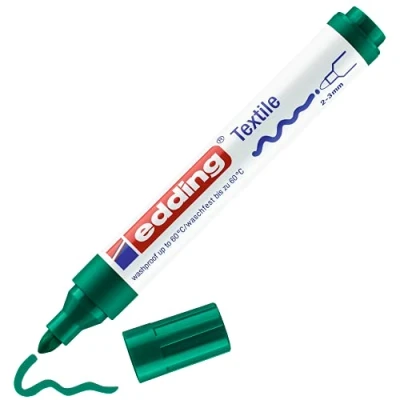 Image de edding 4500 marqueur pour textiles vert 1 stylo Pointe ronde de 2 3 mm feutre textile lavable en machine (60 C) décorer le tissu textile, moyenne