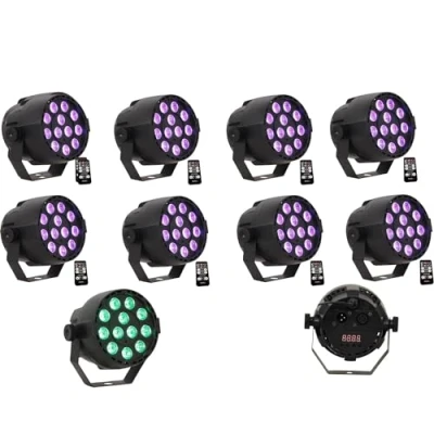 Image de Ibiza PACK 8 PROJECTEURS par A LED 12 X 3W RVB 3 EN 1 DMX STROBOSCOPE TÉLÉCOMMANDE Mélangeur de couleurs, variateur et stroboscope/DMX, auto, commandé la musique ou manuel