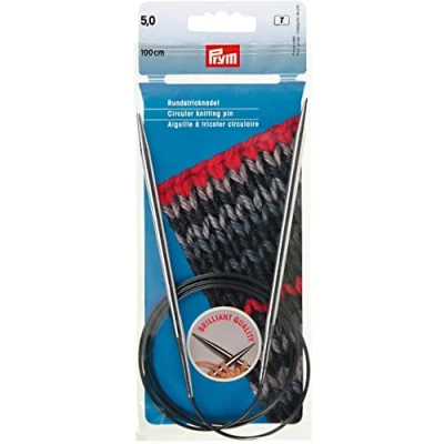 Image de Prym 212166 MS Aiguilles à tricoter circulaires en laiton Argenté 100 cm 5 mm