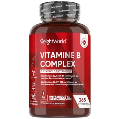 Image de Vitamine B Complex 365 Micro Comprimés Vegan Multivitamines Avec C &amp; Vitamines B1, B5, B6, B9 et B12, B2, B3, B7 Biotine Vit Haute Concentration Pour Fatigue Immunité