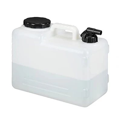 Image de Relaxdays Jerrican d’Eau avec Robinet, Plastique sans BPA, Grande Ouverture, poignée, 15 litres, Noir et Blanc