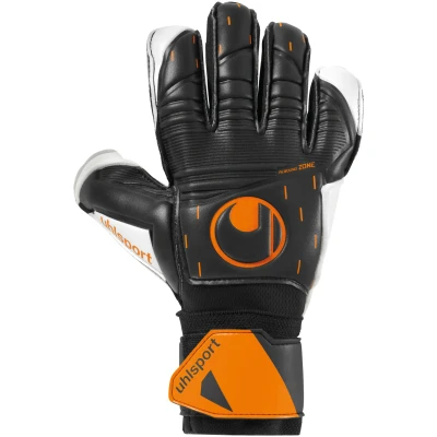Image de uhlsport Speed Contact Soft Flex Frame Gants de Gardien But Football Soccer Adulte, Jeunes Noir/Blanc/Fluo Orange Taille 7