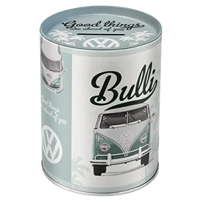 Image de Nostalgic Art Tirelire rétro, VW Good Things are Ahead of You Idée de Cadeau pour Le Bus VW, Boîte à Billets en métal, Tire Lire Fer Blanc, 1 l