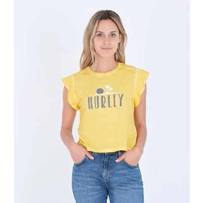 Image de Hurley Flutter Tee T Shirt, Jaune soufre, XS Femme