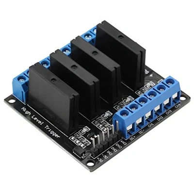 Image de relais à Semi conducteurs, Keenso Module Carte de Statique 5 V 4 Canaux Déclencheur Haut Niveau DC AC avec Fusible 2A
