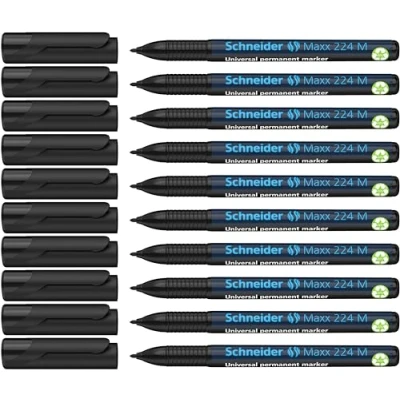 Image de Schneider OHP 224 Marqueur permanent rechargeable Pointe M 1,0 mm Encre Cap Off noire Lot de 10 (Import Allemagne)