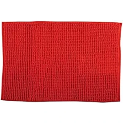 Image de MSV Tapis de Bain Douche „Chenille“ Poils Longs Microfibres Moelleux Anti dérapant 60x90 cm Rouge