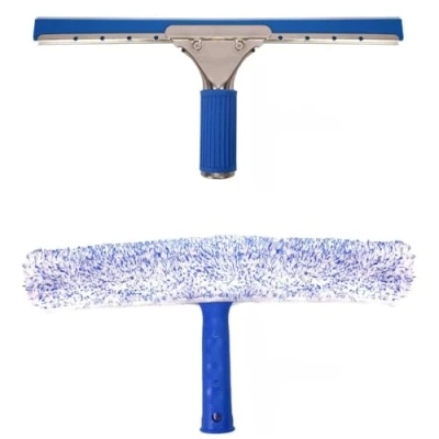 Image de TRIXES Nettoyage de vitres Kit Raclette et Window Cleaner Microfibre Voiture 2 in 1 Combi Verre Non Streak dépoussiéreur Caoutchouc d&#039;essuie Glace