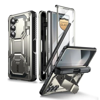 Image de i Blason Coque pour Samsung Galaxy Z Fold 6 avec Porte Stylet [Protecteur d&#039;Ecran Verre Trempé] [Support Pliable] Armorbox [Protection Robuste Qualité Militaire] Antichoc 6, Gris