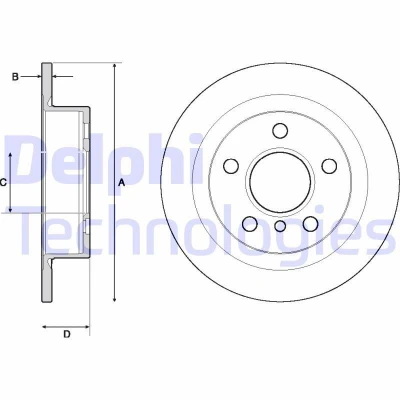 Image de DELPHI BG4706C Disque de frein 259 10 5 plein revêtu à haute teneur en carbone sans roulement roue, bague ABS MINI: 3/5 portes, Cabriolet