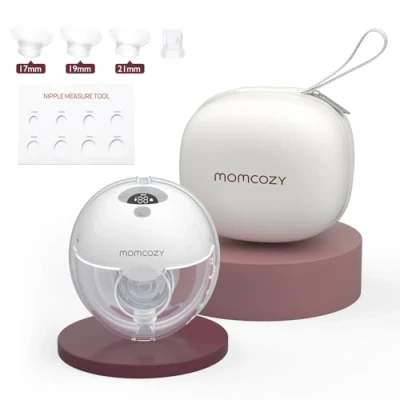 Image de Momcozy M5 Tire Lait Mains Libres, Portable de la Bouche Bébé Bride à Double Étanchéité Avec 3 Modes et 9 Niveaux, Électrique Portable, 24 mm (1, Gris)