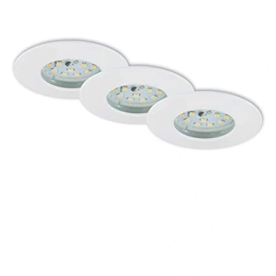 Image de Briloner Leuchten Luminaires encastrés LED, lot de 3, plafonniers à gradation, 6,5 watts chacun, 570 lumens 3 000 Kelvin, IP44, blanc, 75 x 28 mm (D H)