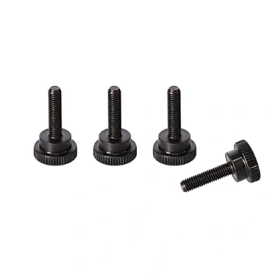 Image de PrecisionGeek Moleté Pouce vis/Vis d&#039;épaule Acier Noirci M8 x 19mm L 28mm Lot de 4