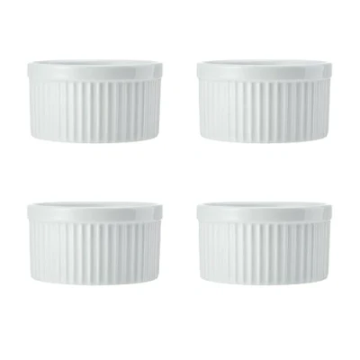 Image de Mikasa Chalk ramequins en porcelaine, 9,5 cm, lot de 4 blancs pour desserts et soufflés, plats à soufflé individuels vont au four lave vaisselle