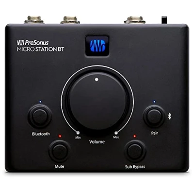 Image de PreSonus MicroStation BT, 2.1 Contrôleur de Moniteur Haut Parleur avec Connectivité Bluetooth et sortie Caisson Basses Subwoofer