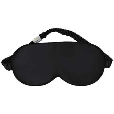 Image de Masque de Nuit Sommeil Soie Yeux YUNCHI 100% Pur Naturelle 19 Mommes Mûrier Cache Oeil Pour Dormir Bandeau Douce Confortable Occultant Femme/Homme/Adulte Avec Bouchons D&#039;oreilles (Noir)