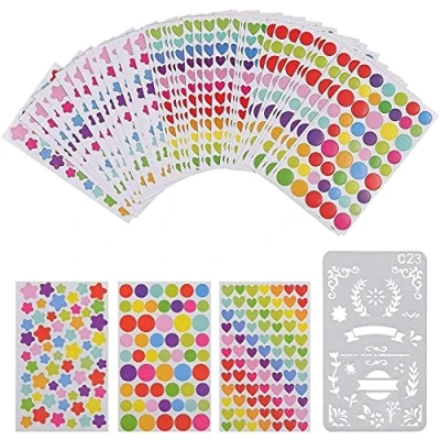 Image de MKISHINE 4500 gommettes Enfant,65 Feuilles Autocollants Enfants Couleurs Vives en Rond,Coeur,pour Le Bricolage,facilité d Utilisation pour Scrapbooking activités manuelles avec Petits