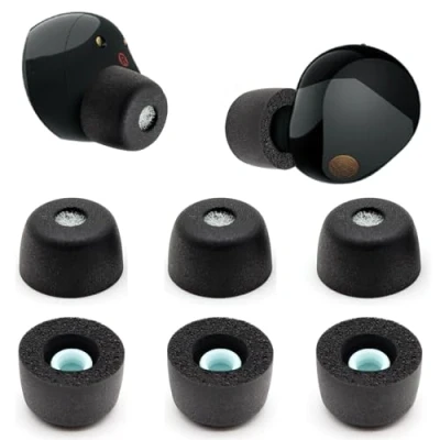 Image de Sony Ear Piece Lot de 3 Paires Bouchons d&#039;oreilles en Mousse à mémoire Forme pour WF 1000XM5 1000XM4, Surface Mate, Taille L