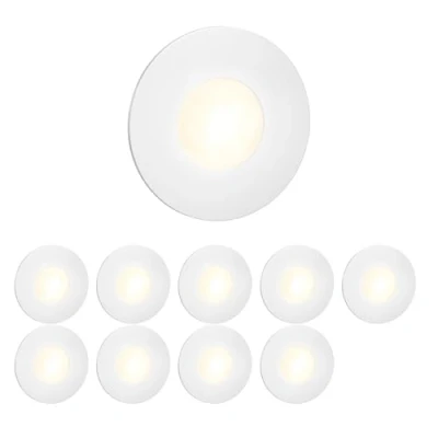 Image de ledscom.de 10 pièces Lumière d&#039;escalier LED/lampe murale encastrée FEX pour l&#039;intérieur et l&#039;extérieur, ronde, 85mm Ø, blanc chaud
