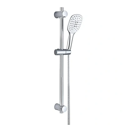 Image de JOHO Barre de Douche INOX Chrome 70 cm avec Douchette à main 3 Jets Curseur et Support Muraux Réglable 1210CP