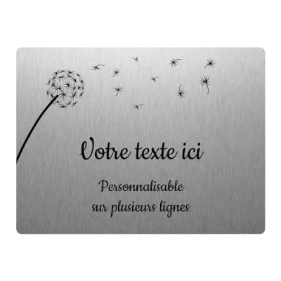 Image de Plaque gravée funéraire motif Pissenlit autocollante 20x15 cm personnalisée 1 à 3 lignes Alu Brossé
