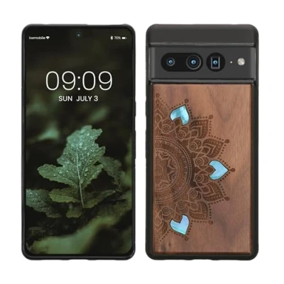Image de kwmobile Housse Compatible avec Google Pixel 7 Pro Coque Étui de Protection Rigide Antichoc Cadre en TPU Brun foncé