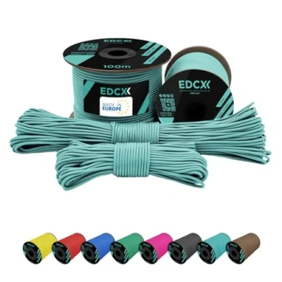 Image de EdcX 2 mm Nylon Paracord 275 (15, 30, 50 and 100 m) 100% Rope, 3 Strand Cord, Cord in Many Colours (Skylight,