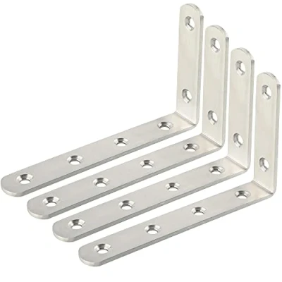 Image de SAYAYO Équerres Étagère de Fixation Murale Console Emboutie en Métal Support d&#039;Angle pour à Suspendre, 125 mm x 75 mm, Finition Brossée Acier Inoxydable, 4 Pcs, EJ5207 4P
